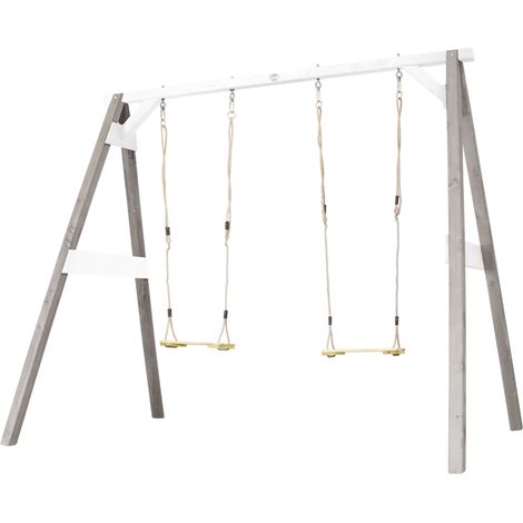 Axi 4-In-1 Sportsfun Gris / Blanc  Cadre 4-In-1 Pour Balançoire, Football, Volley-Ball Et Tennis  Portique Balançoire Et Buts