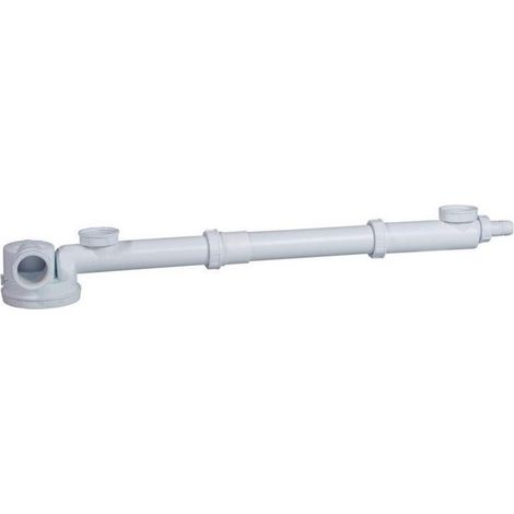 Wirquin – Tubulure siphon extraplat intégré pour évier – Rallonge 260-500mm – Coloris blanc – Pour évier 2 bacs excentrés (1/4)