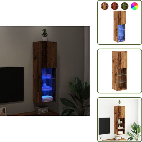 Meuble TV avec lumières LED vieux bois 30,5x30x102 cm - Meuble TV - Meubles TV - Support TV - Meuble HiFi (1/5)
