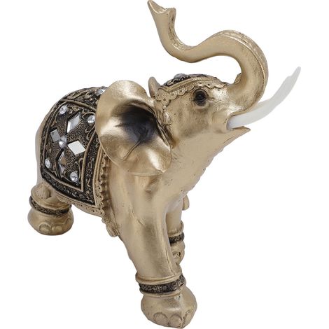 Ornement éléphant en résine de 15 x 14 cm, détails vibrants, sculpture d'éléphant pour salon, cave à vin, décoration intérieure (1/5)