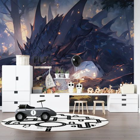 Papier Peint Animaux - Complicité Dragon et Fille - 150 x 250 cm (1/2)