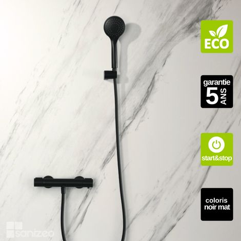 Mitigeur Douche Thermostatique noir mat Pommeau Anti-Calcaire - Économie d'eau - Kit Complet ECO-KENT IMEX (1/4)