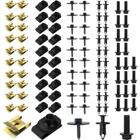 100 Pcs Clips de Fixation Voiture, Vis Et Boulons de Voiture, U-Clip Fixation, Écrou et Clip Garde-Boue Automobile, Agrafes Carrosserie, Vis Soubassement, Vis d'Aile Carrosserie (1/5)