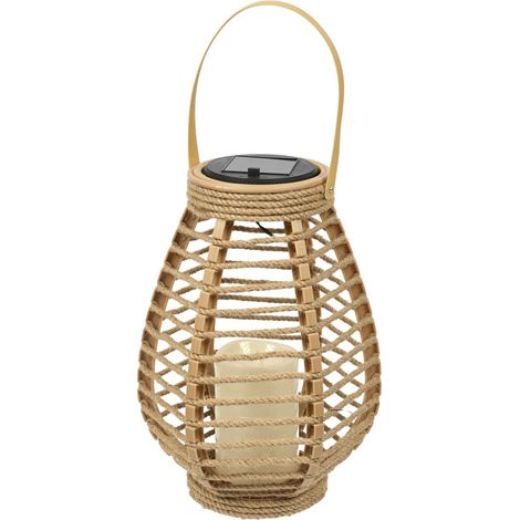 Lanterne Solaire "Bougie LED" 26cm Beige