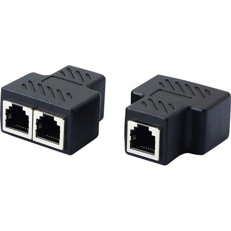 Répartiteur de prise téléphonique RJ11 femelle vers 2 femelles 6P6C coupleur en ligne adaptateur d'extension de téléphone pour télécopieur fixe (1 à 2) 2pcs (1/5)