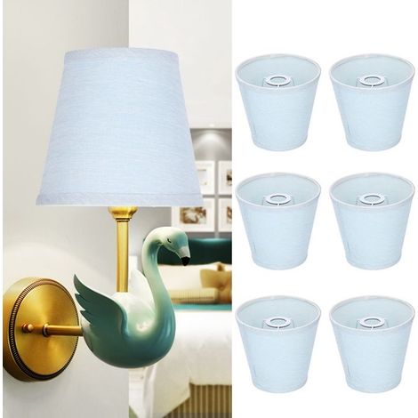 BelleRise - 6pcs abat-jour tissu – E14 14 mm – lumière douce anti-insectes – salon chambre – bleu ciel (1/4)