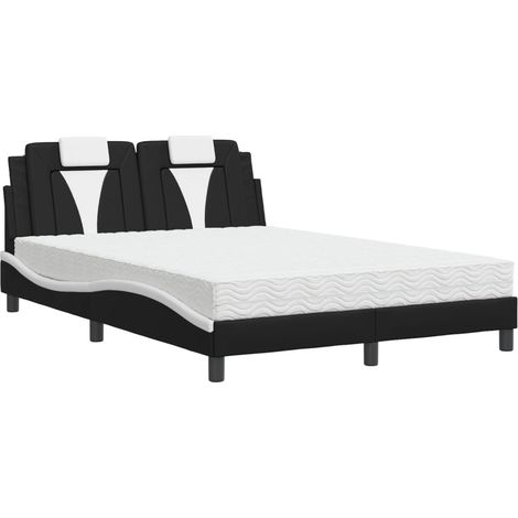 Maison Exclusive - Letto Viana con Materasso Nero e Bianco 140x200 cm in Similpelle (1/5)