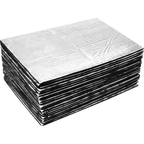 Lot de 20 Phonique Isolant Thermique Voiture Adhésif 250×180×5 mm Alubutyle Tapis de Voiture Isolation Thermique Plaque Auto-adhéSif, Anti-Vibrations Ignifuge Imperméable (1/5)