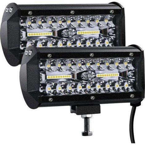 Phare de Travail LED 12V 400W 7'' Projecteur LED Voiture 12v Etanche IP67 Spot Flood Feux Antibrouillard LED 27,000lm Feux de Travail pour Voiture Camion Tracteur SUV Bateau(2 pièce) (1/4)