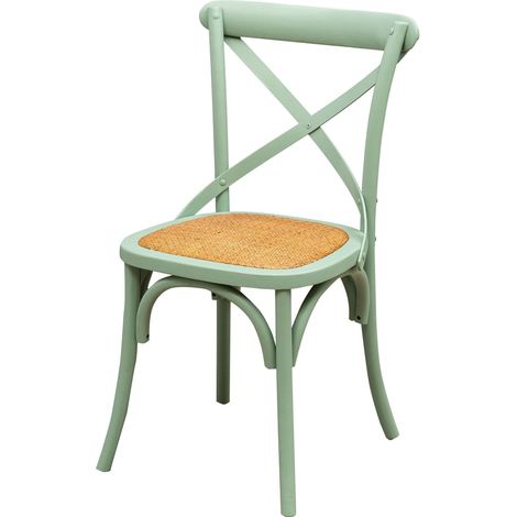 Chaise moderne en bois et rotin 88x48x42 Chaise de salle à manger et de cuisine vintage Chaises rustiques Thonet (Vert)