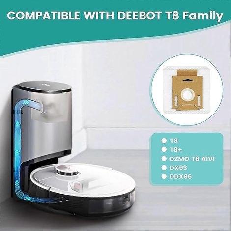 Lot de 10 sacs d'aspirateur compatibles avec les aspirateurs station Ecovacs T8Max / Aivi / T9 - Accessoires et pièces détachées - Sacs de rechange D (1/4)