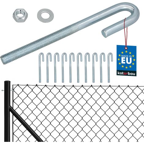 KOTARBAU® Lot de 10 Tendeur Grillage M10, Tendeur Cable pour Clôture, Acier Galvanisé, Crochet Fileté avec Écrou et Rondelle, Tendeur Fil de Fer, Argenté, Ouvert (1/5)