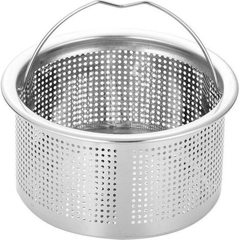 Cestello scolapiatti per lavello - Filtro da cucina - Filtra i rifiuti - Con maniglia - 7,6 cm - Colore argento (1/5)