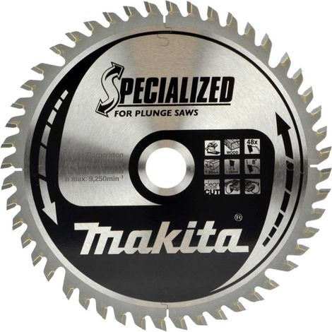 Makita Specialised 165mm x 20mm 48 Teeth Cordless Plunge Saw Blade DSP600 SP6000 (1/4)