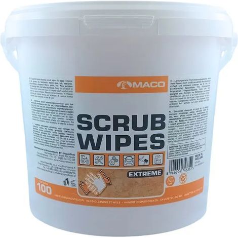 Maco Scheuertücher Extreme, 100 Tücher im 27x30cm Eimer, industrielle Reinigungstücher, für starke Verschmutzungen, für Hände, Werkzeuge und Oberflächen, ohne Wasser