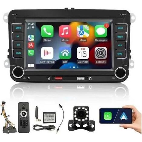 Autoradio Bluetooth 7 pouces CarPlay Android Auto – RDS FM – Entrée caméra de recul – Compatible VW Passat Touran Caddy Jetta (1/4)