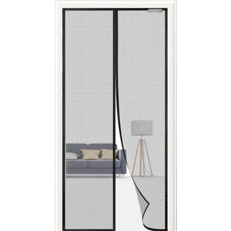 Mosquitera magnética de 90 x 210 cm, no requiere taladrar - Negra