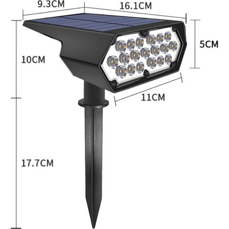 Spot solaire paysager extérieur 19 LED 2 en 1 IP65 étanche applique murale plantable jardin terrasse pelouse villa cour allée déco (1/3)