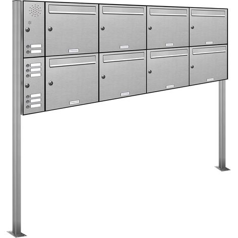 8er V2A Edelstahl Briefkasten Standanlage Freistehend mit Klingel (1/5)