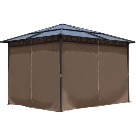 Metall Garten Hardtop Pavillon 3x3m mit 4 Seitenteilen Doppelstegplatten Polycarbonat (1/5)