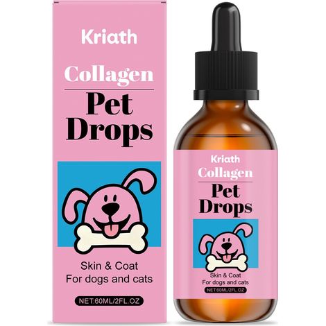 Gouttes de collagène pour animaux - Complément alimentaire quotidien pratique pour animaux de compagnie - 60 ml (1/5)