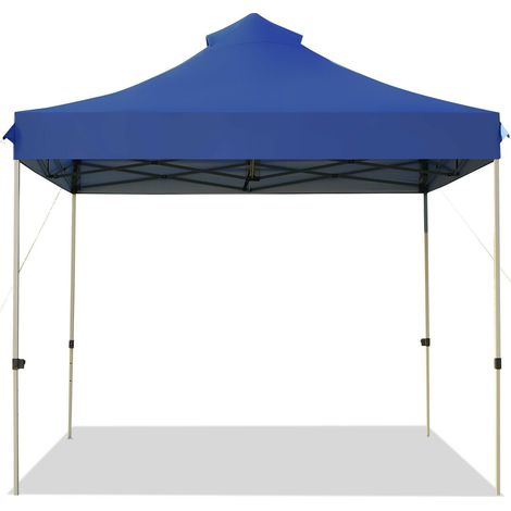 Tente pliante bleue 3 x 3 m en acier avec toile Oxford, 3 hauteurs et sac à roulettes pour fêtes, pique-niques et jardin (1/5)
