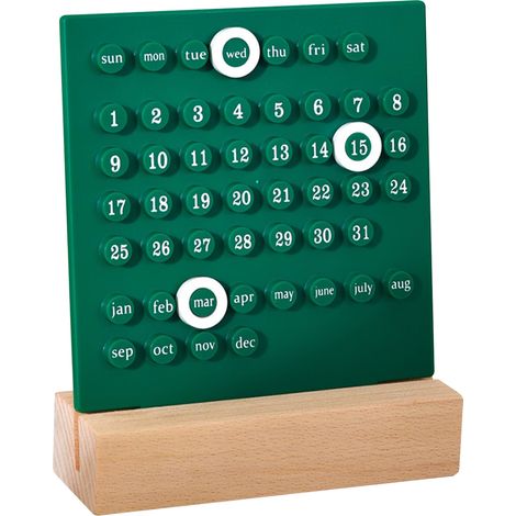 Calendrier Perpétuel en Bois pour Enfants DIY Manuel Développe Compétences Planification Calendrier Maison Vert (1/5)