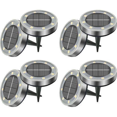Set de 8/12/18 Bornes Solaires de Jardin - 8 LEDs Blanc Froid Étanches - Décoration pour Pelouse, Allée, Allée (1/5)