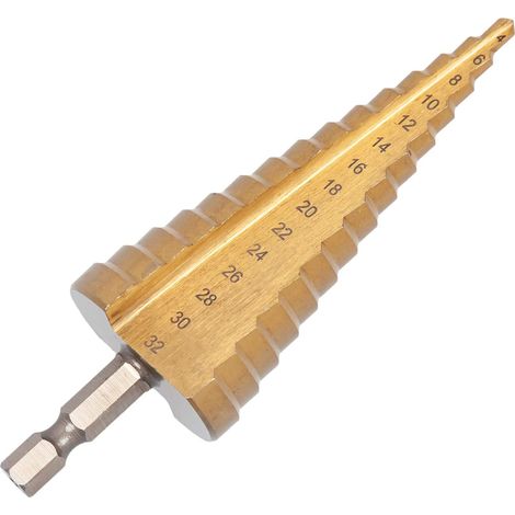 Drills Foret étagé HSS avec revêtement en titane pour métal, bois et matériaux similaires(4-32mm) (1/2)