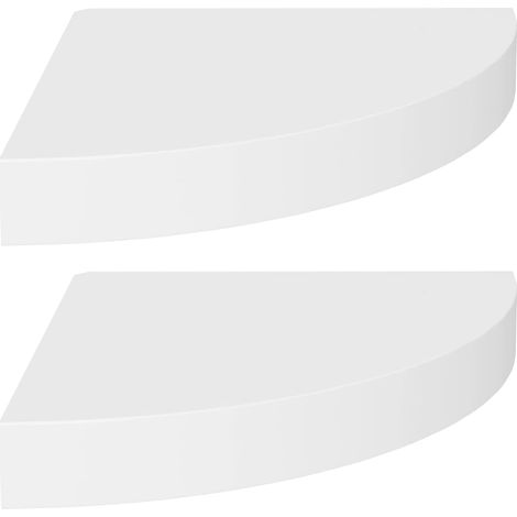 Étagères d'angle murales 2 pcs，Étagère flottante blanc 25x25x3,8 cm MDF CFW14588 (1/5)