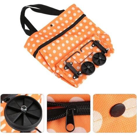 Caddie Poussette de Marché Sac de Courses à Roulettes Tissu Oxford Pliable Léger Double Usage Chariots Orange Cadeau de Mère pour Faire Les Courses (1/5)