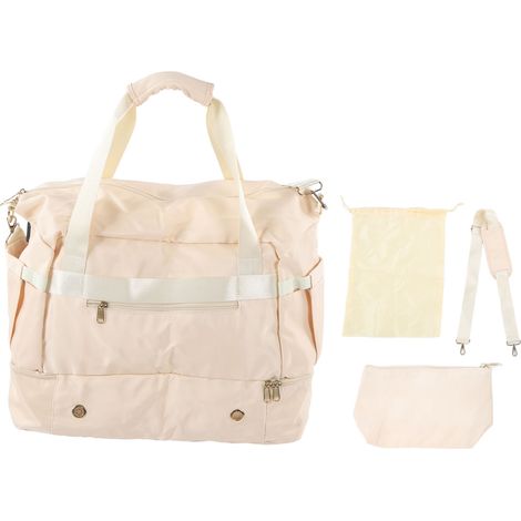 Sac de sport femme, grande capacité, imperméable, avec plusieurs poches et port de chargement USB, idéal pour le fitness et le yoga. Couleur : ivoire. (1/5)