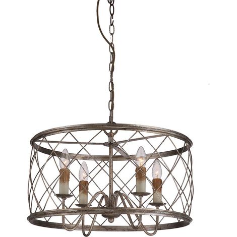Elstead - Suspension de plafond à 4 ampoules Cage Century Silver Leaf, E14 (1/5)