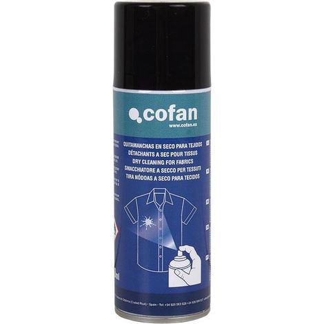 COFAN quitamanchas en seco para tejidos 200 ml , Este es un producto de aplicación en seco con base disolvente para eliminar manchas de grasa, aceite y otros tipos de suciedad sobr