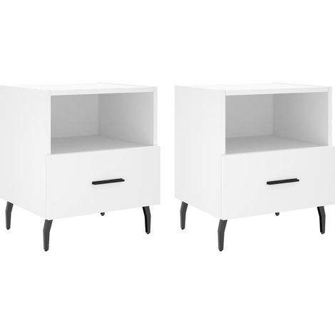 Set di 2 comodini con cassetto e vano a giorno 40 x 35 x 47,5 cm multistrato bianco DEC034920