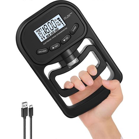Testeur de force de préhension, dynamomètre manuel numérique rechargeable de 180 kg (396 lb), entraîneur de force de préhension, renforçateur de force de préhension électronique (1/5)