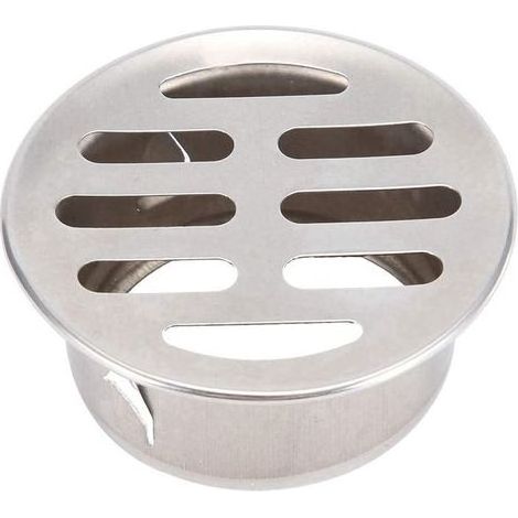 Grille de siphon de sol ronde en acier inoxydable anti-obstruction, crépine de siphon de balcon à enclenchement (50 ouvertures plates) (1/5)
