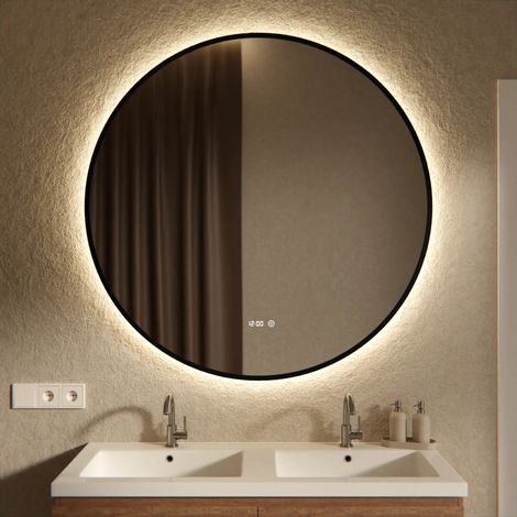 Runder LED-Badezimmerspiegel mit schwarzem Rahmen, 120 cm – 3 dimmbare Lichtmodi – Antibeschlagfunktion – IP44 wasserdicht und Touch-Bedienung – rostbeständig (1/5)