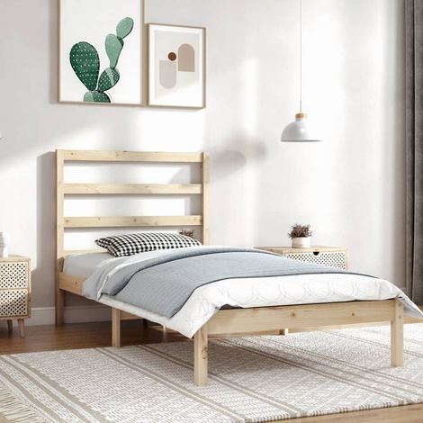 Bed Frame without Mattress 90x200 cm Solid Wood Pine vidaXL (1/5)