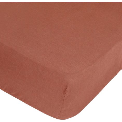 Sábana bajera Linah terracota - lino lavado 140x190 cm - Atmosphera créateur d'intérieur (1/4)