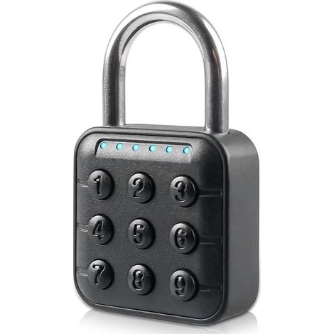 Cadenas à Combinaison 6 Chiffres, Cadenas à Code Electronique avec Serrure Numérique, Cadenas Code Exterieur Etanche, Réinitialisables Cadenas de Sécurité pour Casiers Bagages Bureaux (1/5)