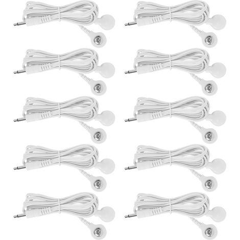 10 pièces/sachet de câbles d'électrodes à bouton DC3,5 mm 1,5 m 2 en 1 pour appareil TENS de physiothérapie (1/5)
