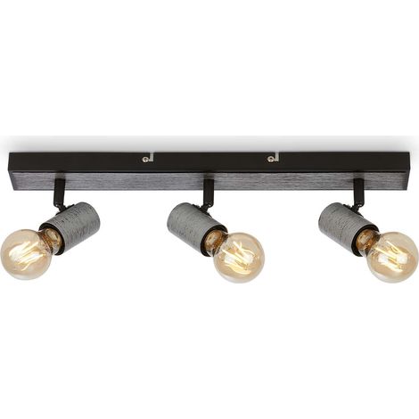 Spot de plafond, lampe de plafond orientable, plafonnier, 3x E27 douille, Silver-Crafted, 480x50x110 mm (1/5)