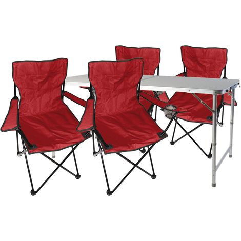 5-teiliges Campingmöbel Set rot-MMC330872+4xMPO2455 (1/5)