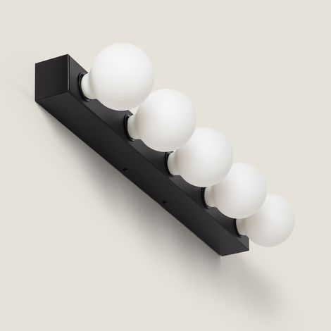 Lampada da Parete Bagno Metallo 5 Faretti Aizkra Nero
