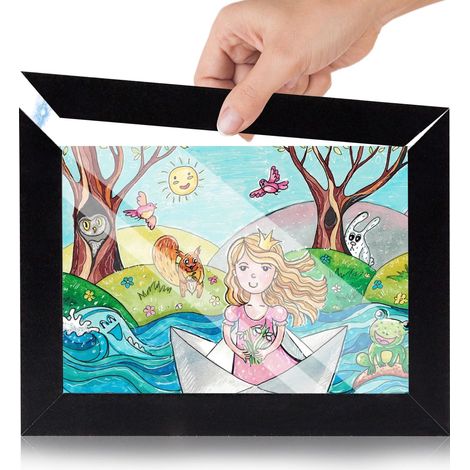 Cadre photo A4 pour enfants - Remplissable - Changement d'image - Peut contenir jusqu'à 100 photos d'enfants - Pour dessins d'enfants, projets artistiques, école, maison (1/5)