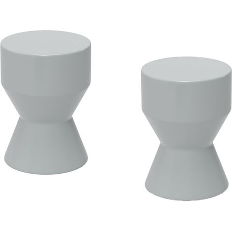 2er-Set sitzhocker aus Keramik 120kg belastbar Ø33 x 45,5 cm Wetterfest Garten Hocker in Sanduhrform Blumenhocker Fußhocker für Outdoor Camping Garten Terrasse Balkon Hellgrau