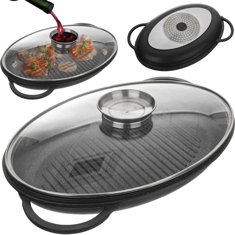 Orion Poêle à griller granit 43x28 cm avec couvercle (1/5)