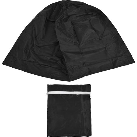 Housse de protection étanche pour foyer extérieur, anti-poussière, en polyester, ronde et noire.