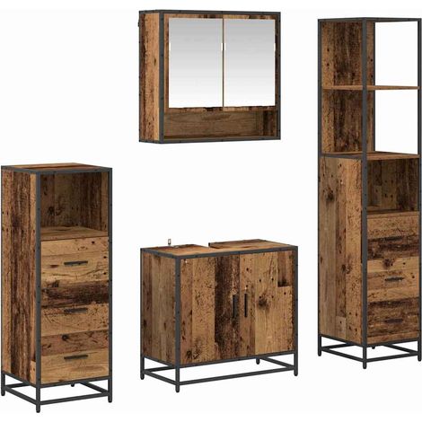 Maison Exclusive - Set di mobili per il bagno con cassetto 4 pcs Legno vecchio